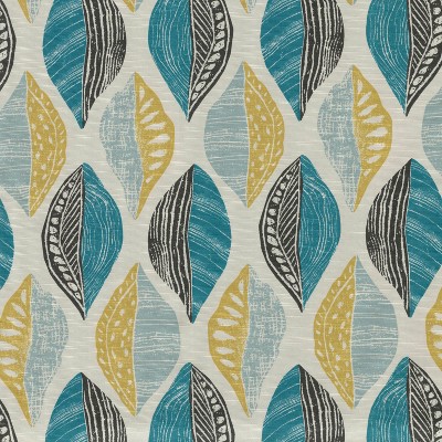 Set of 2 Teal and Citron Leaf Block Rectangular Throw Pillows