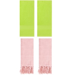 REGALWOVEN 4 Packs Solid Textured and Tassels Soft Absorbent Decorative Hand Towel - 1 of 4