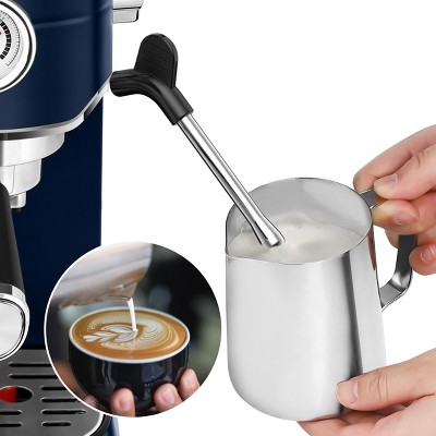 Sapphire Blue Semi-Automatic Espresso Machine with Steam Wand