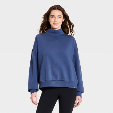 Women's Mock Neck Sweatshirt - JoyLab™  Dark Blue XS