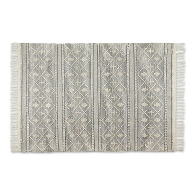 Design Imports Diamond Textured Fringe - Natural & Gray - 4 X 6 Ft