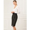 Allegra K Women's Vintage Button Decor Belted Split Front Knee Length Pencil Skirt - 4 of 4