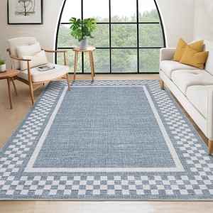 2x6FT Modern Washable Area Rug for Living Room, Bordered Print Floor Rug with Non Slip Backing, Low Pile Stain Resistant Indoor Carpet for Dorm - 1 of 4