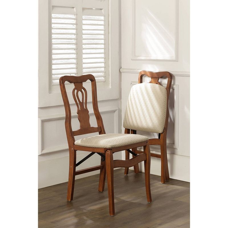 2pc Queen Anne Folding Chairs Cherry - Stakmore, 6 of 9