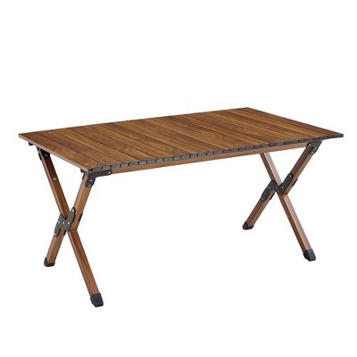 1-Piece Brown Folding Outdoor Table with Lightweight Aluminum Frame