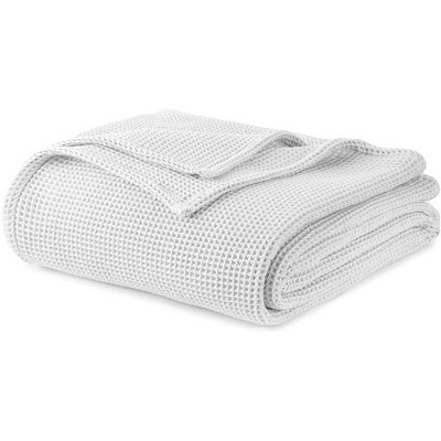 Whisper Organics, 100% Organic Waffle Blanket, Breathable Lightweight Blanket, GOTS and Fairtrade Certified, White - Queen/Full