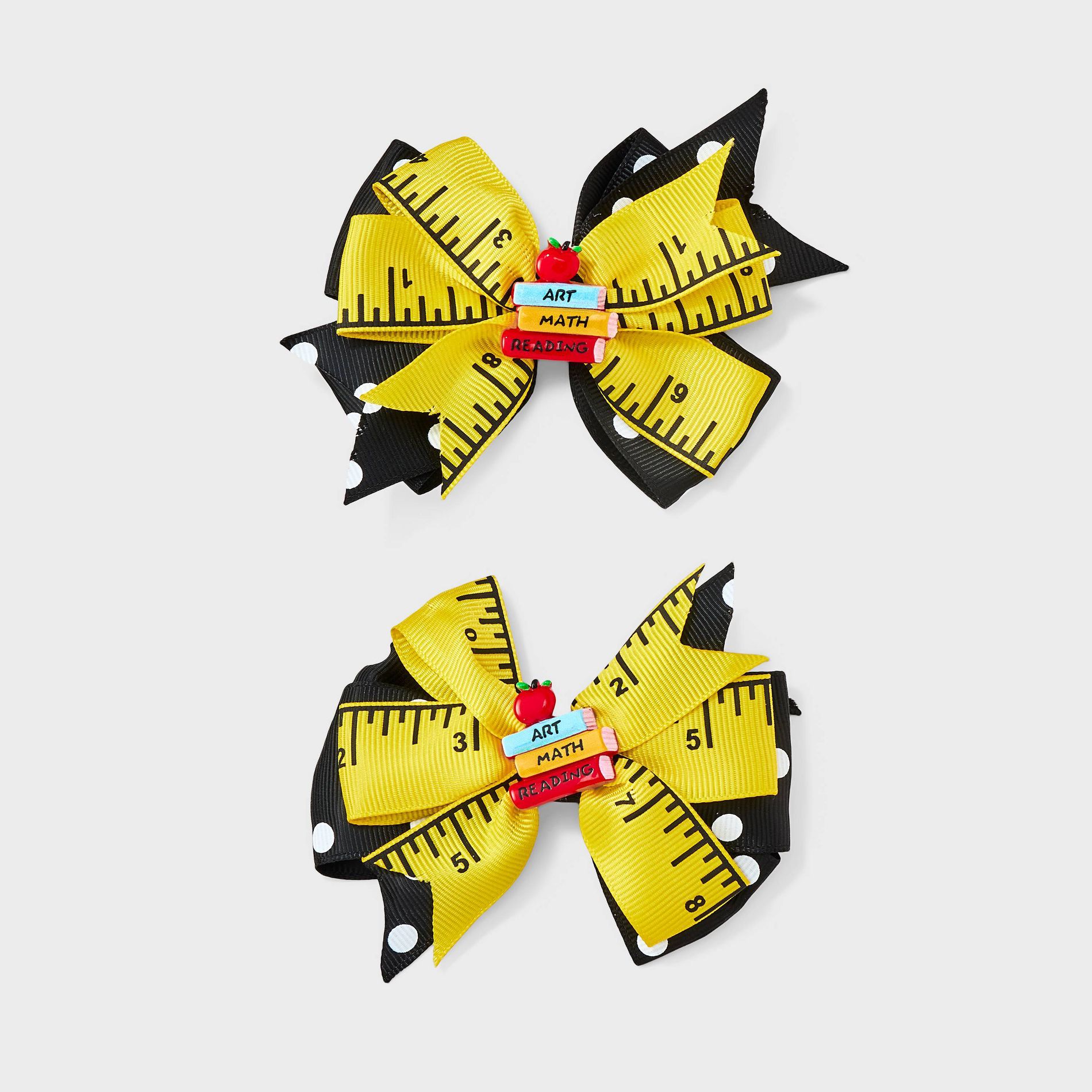 Back to School Ruler Ribbon Salon Clip 2pc Set - Multi