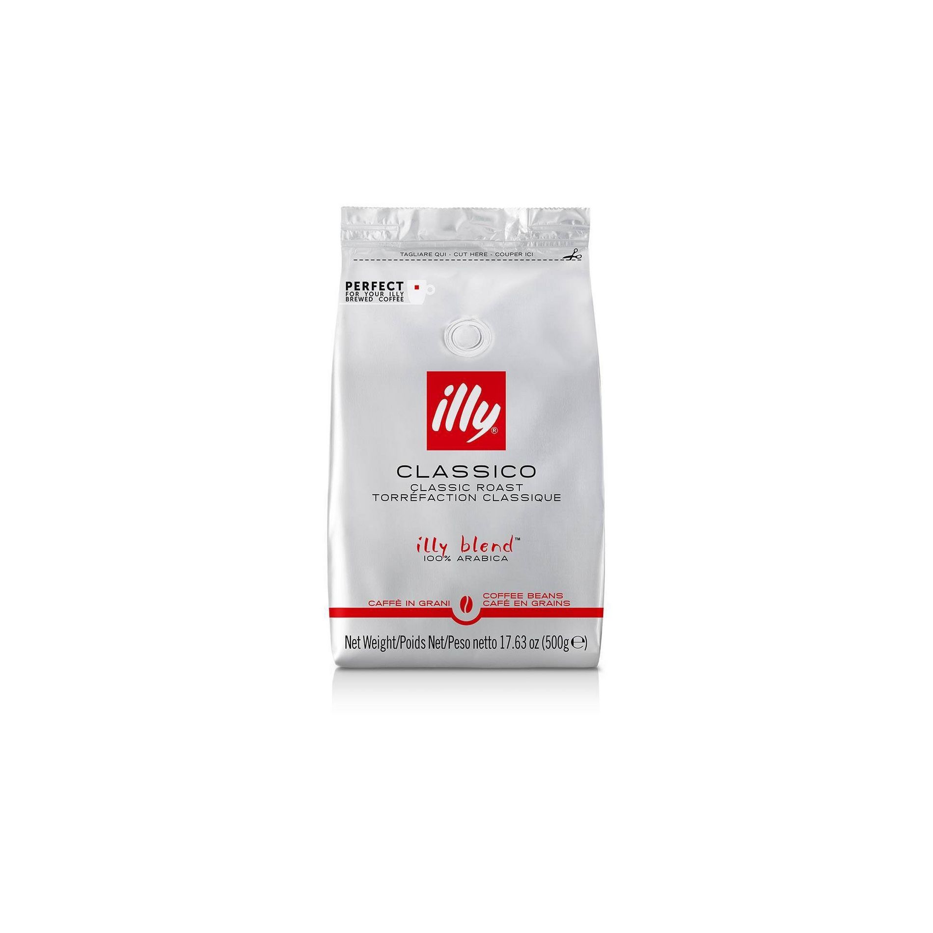 Illy Whole Bean Medium Roast Coffee Classico - 500g: Arabica Beans