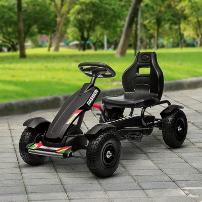 Black Adjustable Kids Pedal Go Kart with Rubber Wheels