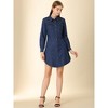 Allegra K Women's Denim Long Sleeve Button Down Shirtdress - 3 of 4