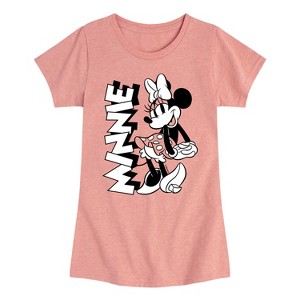 Girls' - Disney - Minnie Black And White Fitted Short Sleeve Graphic T-Shirt - 1 of 4