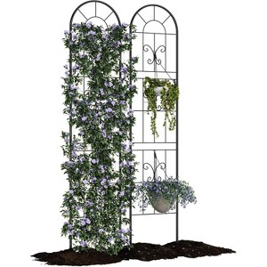 55.1x11.8In Metal Garden Trellis, Weather-Resistant & Rustproof, Supports Climbing Plants, Roses, Vines, Flowers, and Vegetables - 1 of 4
