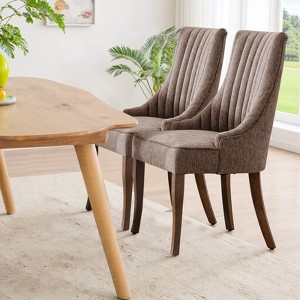 IULULU Dining Chairs, Upholstered Featuring Tufted Back Design and Solid Wood Legs Set of 2 - 1 of 4