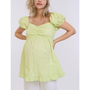 Women's Off the Shoulder Short Sleeve Babydoll Maternity Top | Motherhood Maternity - 1 of 4