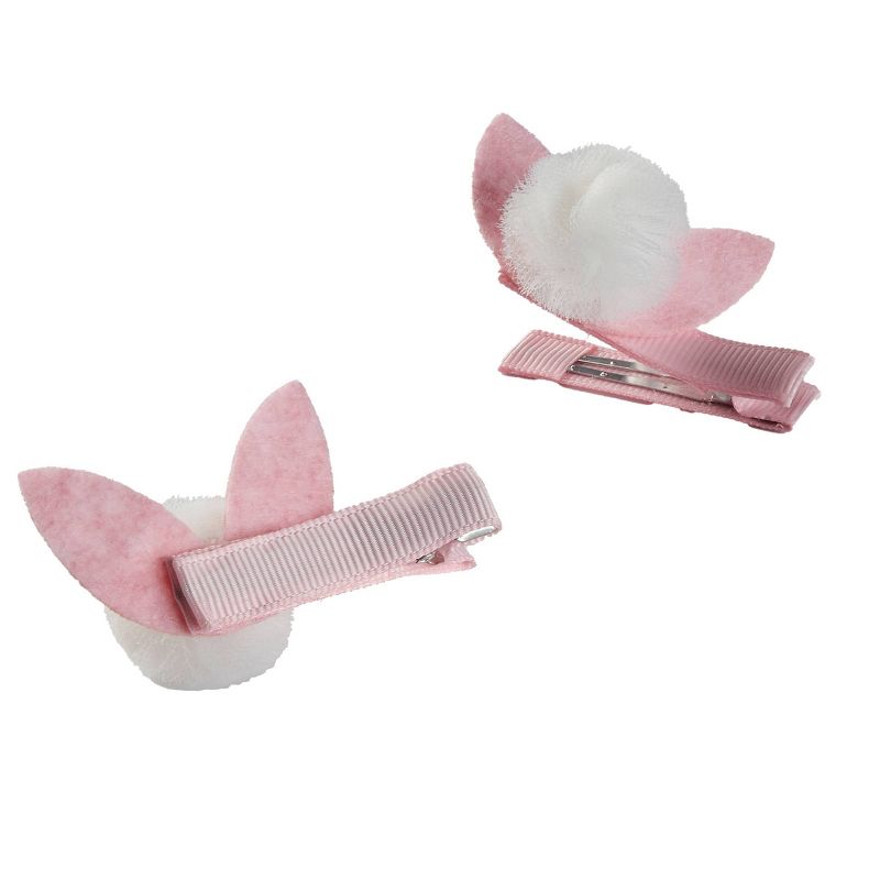 sc&#252;nci Kids Pom-Pom Embellished Bunny Ears Hair Clips - Pink - 2pcs, 5 of 7