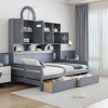 TIRAMISUBEST Twin/Full Size Daybed With 2 Storage Drawers and All-in-One Cabinet, Wooden Daybed Frame Sofa Bed with Open Storage Shelves - 3 of 4