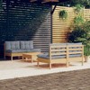 vidaXL 5 Piece Patio Lounge Set with Gray Cushions Pinewood - Brown and Gray - 2 of 4