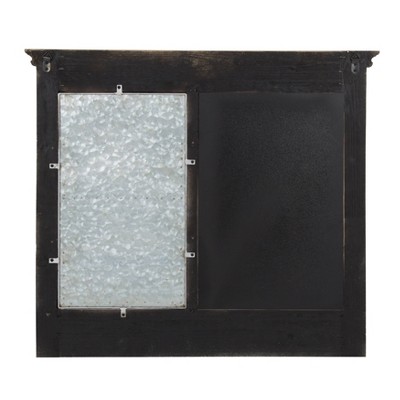 White Distressed Wood and Metal Wall Organizer with Chalkboard