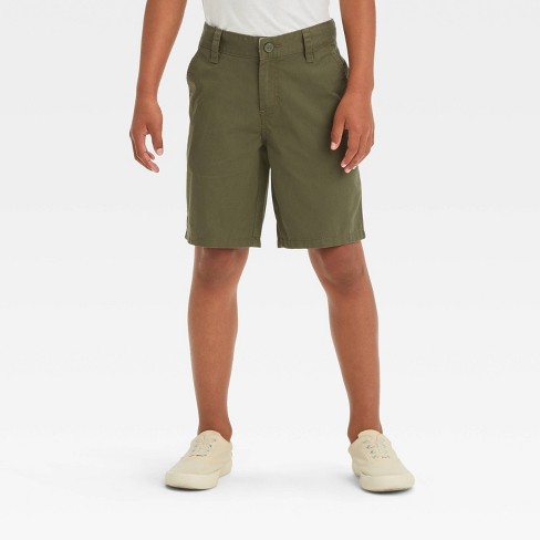 Boys Flat Front at The Knee Chino Shorts Cat Jack Olive Green 8 Target