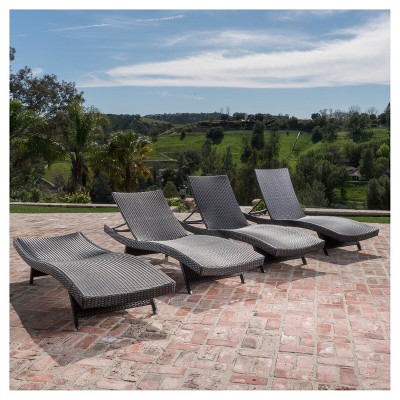 Multibrown Wicker Adjustable Outdoor Armless Chaise Lounger Set