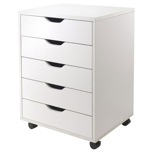 Halifax 5 Drawer Cabinet With Casters - White - Winsome : Target