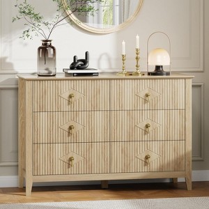 47.2-Inch Fluted 6-Drawer Wood Dresser Modern Chest of Drawers&Storage Organizer for Bedroom,Living Room,Hallway,Entryway - 1 of 4