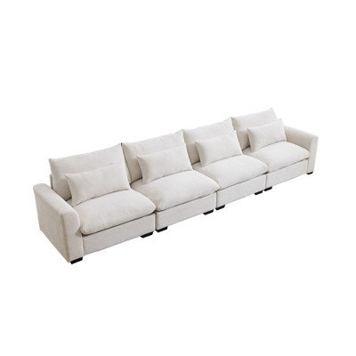 NicBex 157.5 Inch Deep Seat Corduroy Couch,4 Seater Sofa with 4 Waist Pillows for Living Room,Bedroom,Office,Apartment
