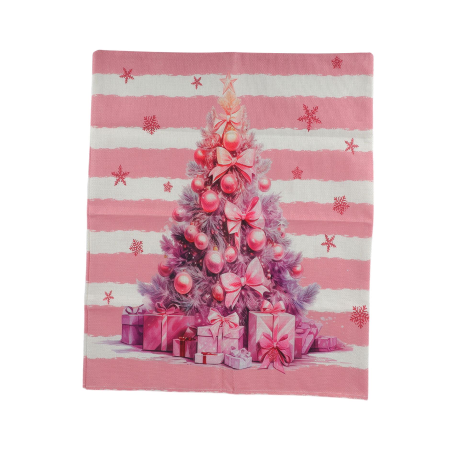 Unique Bargains Dining Chair Slipcovers Linen Pink 22.83"x19.29" 1Pcs Christmas Tree