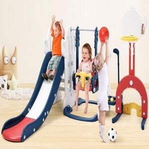 7 In 1Toddler Slide and Swing Set, Indoor and Outdoor Kid Slide for Toddlers Age 1-3, Large Playground With Slide - 1 of 4