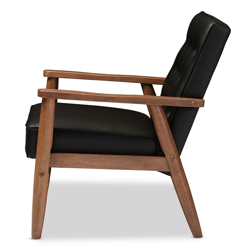 Sorrento Mid - Century Retro Modern Faux Leather Upholstered Wooden Lounge Chair - Baxton Studio, 4 of 12
