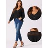 Allegra K Women's Lace Panel V Neck Long Sleeve Blouse - 2 of 4