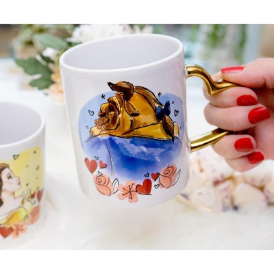 Disney Beauty and the Beast Ceramic Mug Set with Heart Handles