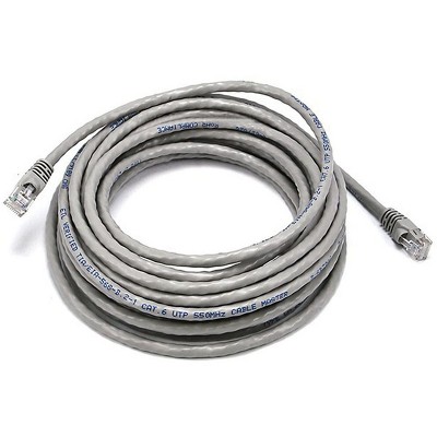 Monoprice Cat6 Ethernet Patch Cable - 25 Feet - Gray | Network Internet Cord - RJ45, Stranded, 550Mhz, UTP, Pure Bare Copper Wire, Crossover, 24AWG