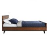 Queen Mid-Century Modern Platform Bed with Striped Detailing - Linon: Rubberwood, No Box Spring Required - 4 of 4