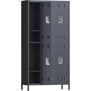 6 Doors Metal Storage Cabinet, Metal Lockers for Employees with 12 Hooks and 6 Shelves, 72 Inch Tall Steel Storage Cabinet Locker for Home, Office - 1 of 4