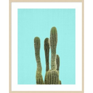 Amanti Art Turquoise Cactus by Lola Peacock Wood Framed Wall Art Print - 1 of 4