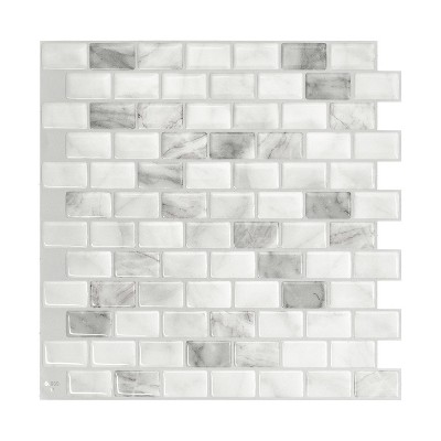 Smart Tiles 9.80'' X 9.74'' Self Adhesive Ravenna Bianco 3D Peel and Stick Backsplash Tiles Gray