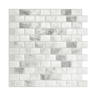 Smart Tiles 9.80'' X 9.74'' Self Adhesive 3D Peel and Stick Backsplash  Tiles Metallic Gray