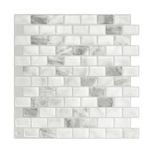 Smart Tiles 9.80'' X 9.74'' Self Adhesive Ravenna Bianco 3D Peel and Stick Backsplash Tiles Gray: Vinyl Stick On Tile - 1 of 4
