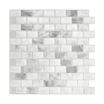 smart tiles Metro Carrera Gray 11.56 in. x 8.38 in. Vinyl Peel and