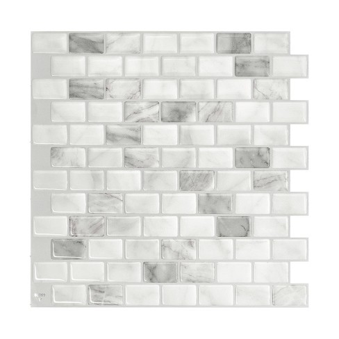 Smart Tiles Peel and Stick Backsplash, Norway Alta 2-Pack Gray 23