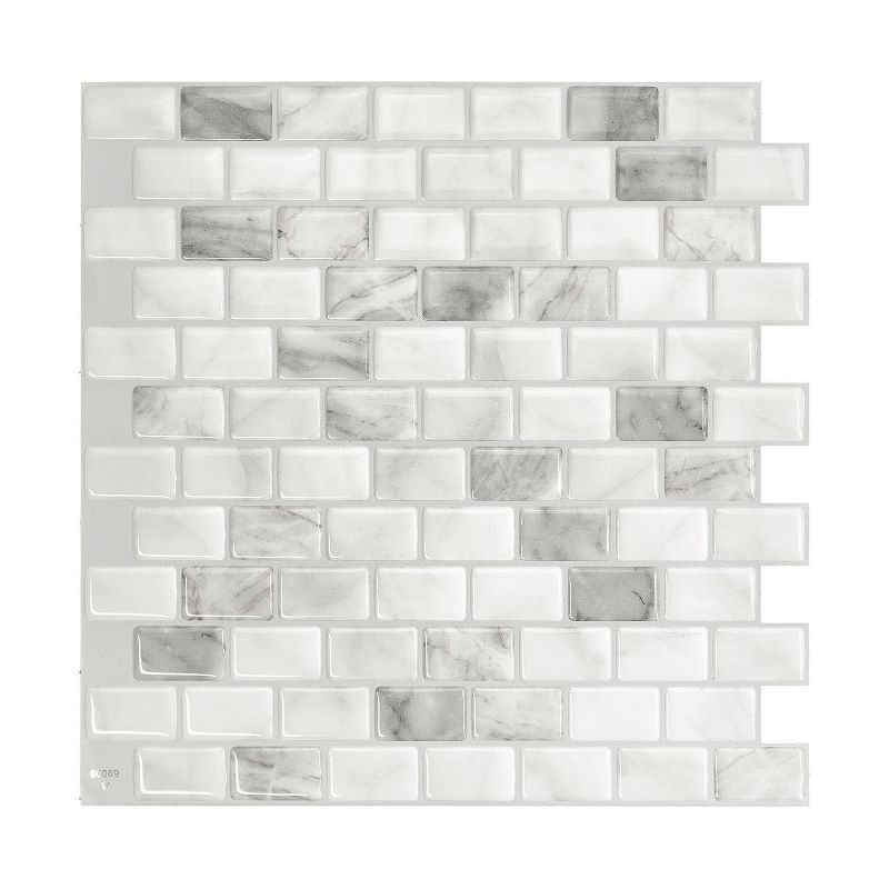 Smart Tiles 9.80&#39;&#39; X 9.74&#39;&#39; Self Adhesive Ravenna Bianco 3D Peel and Stick Backsplash Tiles Gray, 1 of 7