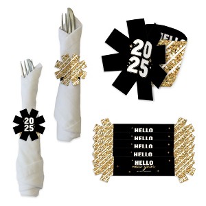 Big Dot of Happiness Hello New Year - 2025 NYE Party Paper Napkin Holder - Napkin Rings - Set of 24 - 1 of 4