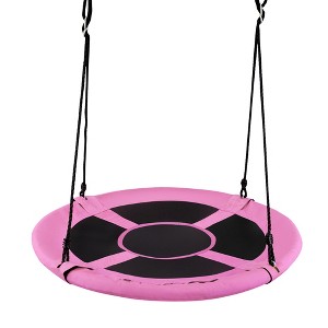 Costway 40" Flying Saucer Tree Swing Indoor Outdoor Play Set Kids Christmas Gift Purple/Blue/Green/Colorful/Blue Rocket/Blue Whale/Woods/Dark Green/Dark Pink/Yellow/Pink - 1 of 4