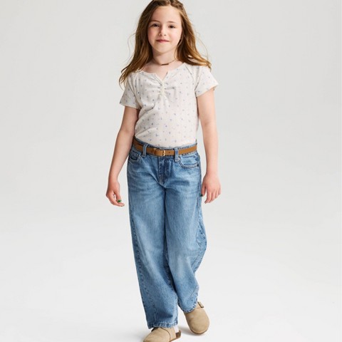 Футболка Cat & Jack Short Sleeve Floral Printed Pointelle T-Shirt для девочек, цвет: С принтом