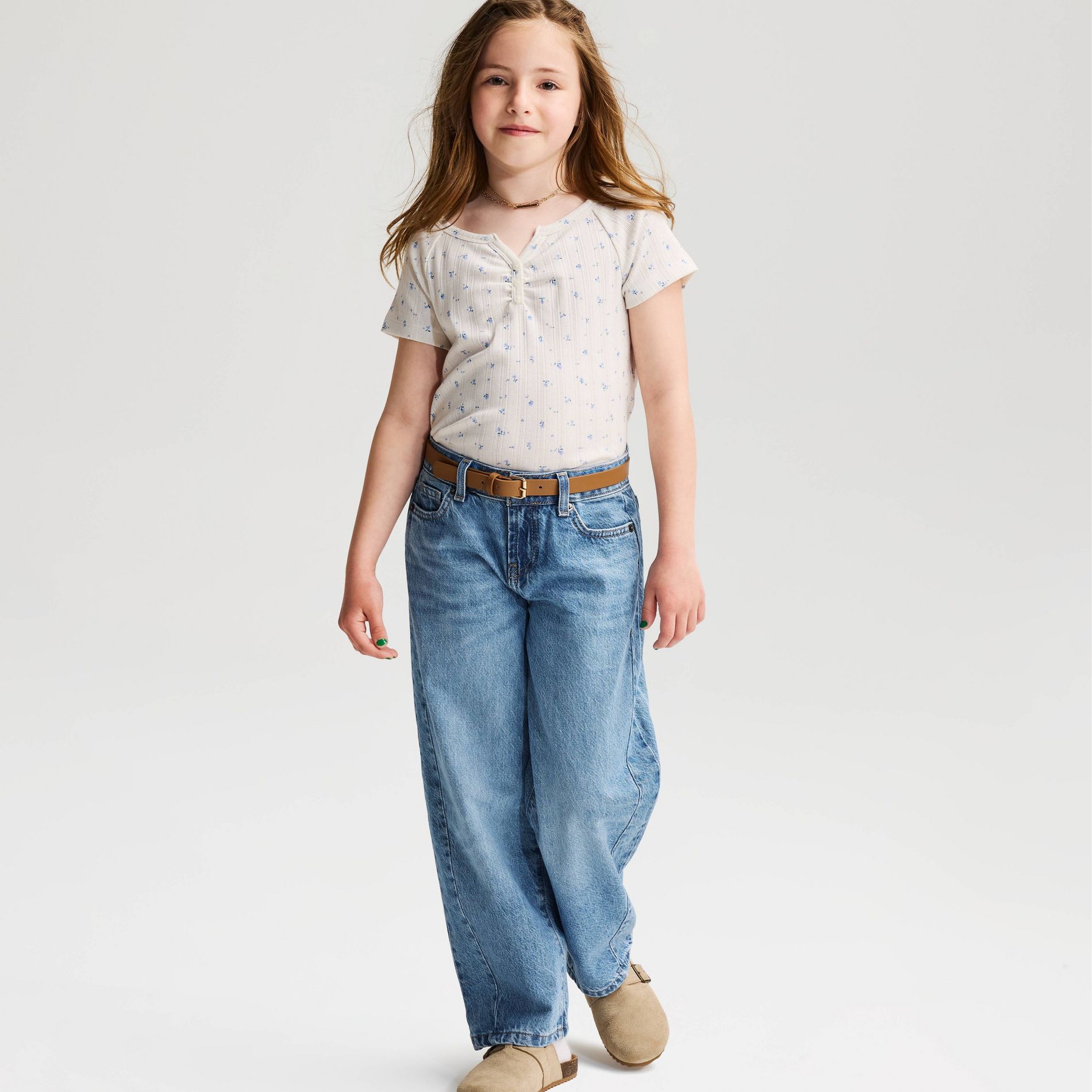 Girls' Short Sleeve Floral Printed Pointelle T-Shirt - Cat & Jack™