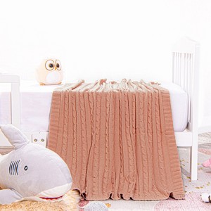 Cotton Cable Knit Toddler Blanket, Super Soft Warm Breathable Baby Blanket - NTBAY - 1 of 4