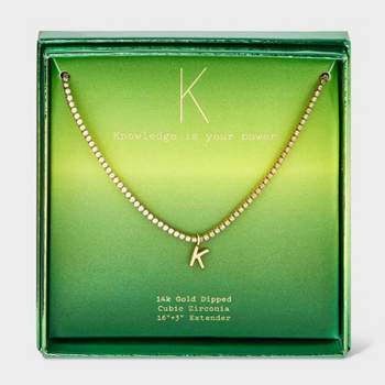 14K Gold Dipped Cup Cubic Zirconia Chain Pendant Necklace - A New Day™ Gold