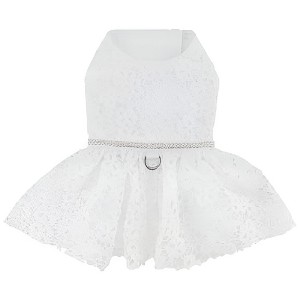 DOGGIE DESIGN White Lace Dog Wedding Dress with Matching Leash(X-large) - 1 of 2