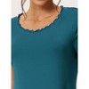 cheibear Women's Ruffle Round Neck Short Sleeve Loungewear Nightshirts - 4 of 4